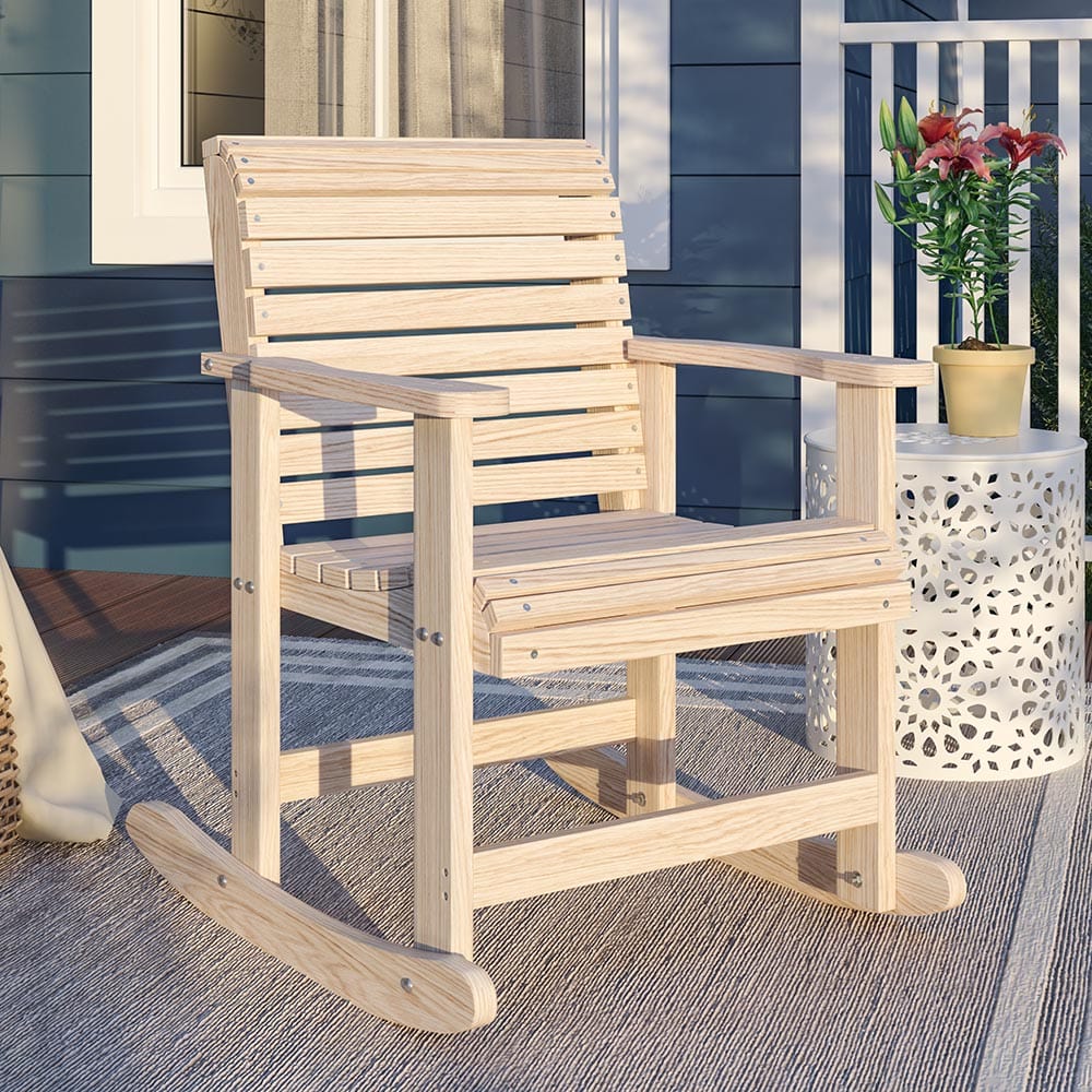 LA Swings Roll Back Cypress Porch Rocker
