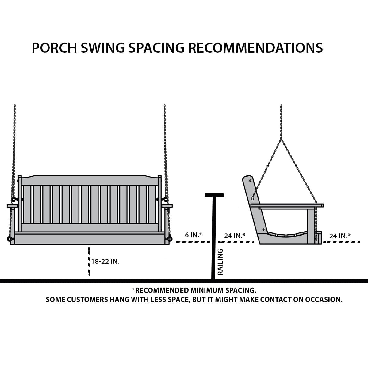 Keystone Amish Co. 4 Foot Franklin Poly Composite Porch Swing, Black