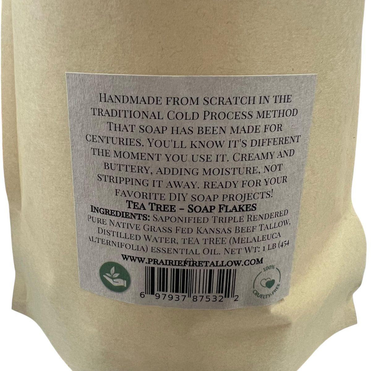 Pure Beef Tallow Soap Flakes - Made in USA - Grass Fed and Finished - Face, Body and Hair - Cleans, Moisturizes, Soothes, and Hydrates. Natural and Organic