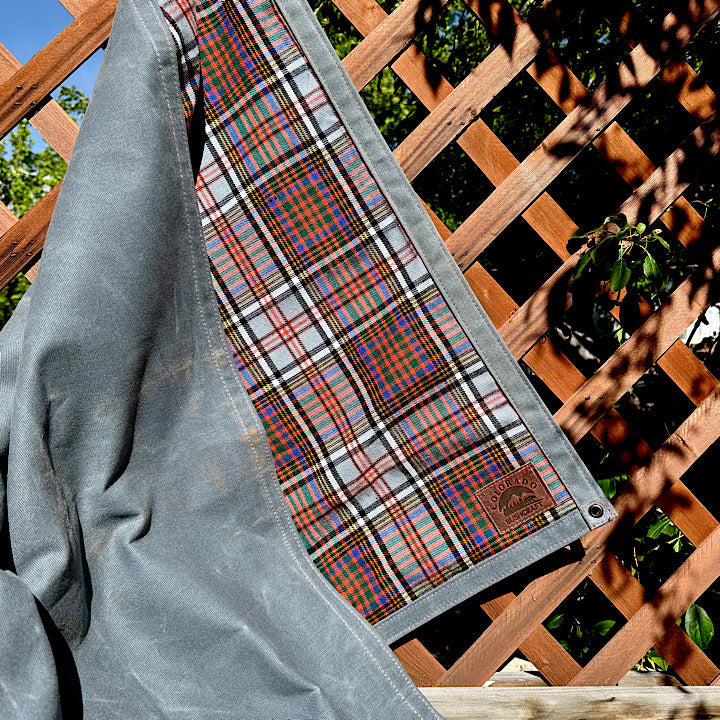 Extra Large Heavyweight Waxed Canvas and Tartan Wool Lined Bushcraft Ground Cloth