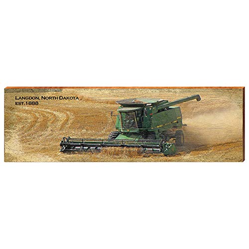 Harvester in Langdon North Dakota Home Decor Art Print on Real Wood