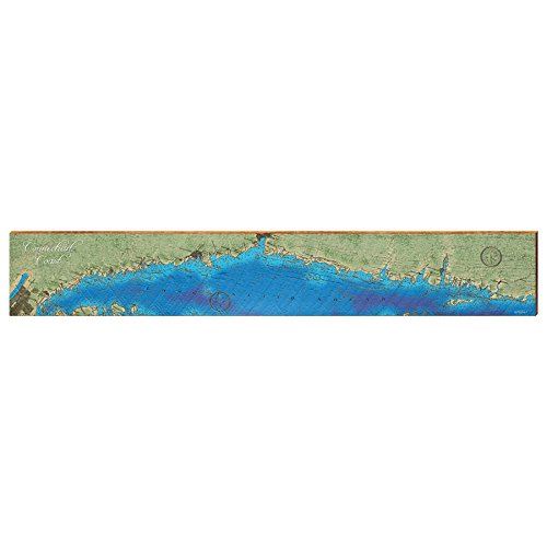 Connecticut Coast Map Home Decor Art Print on Real Wood