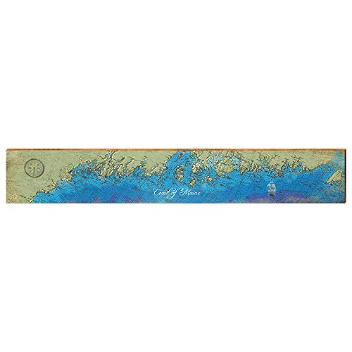 Coast of Maine Map Home Decor Art Print on Real Wood