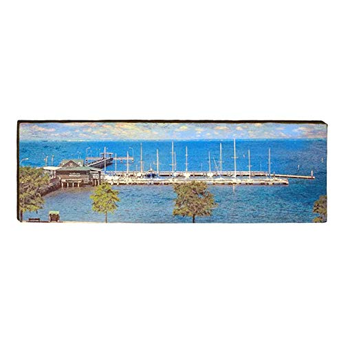 Gulf Coast Alabama Pier Home Decor Art Print on Real Wood
