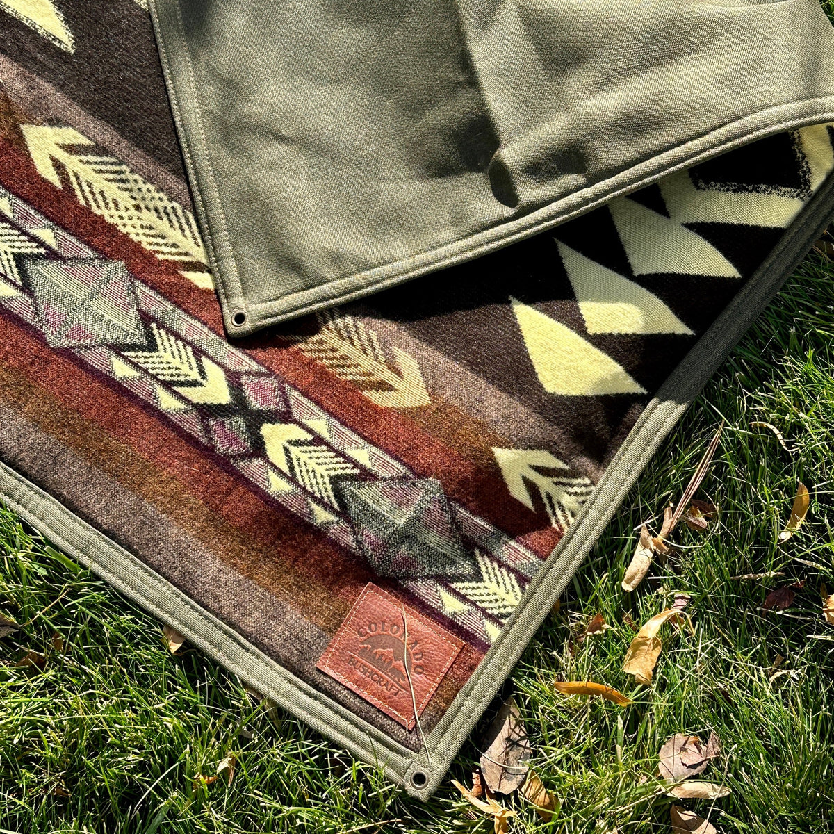 Large Heavyweight Waxed Canvas and Alpaca Wool Lined Bushcraft Ground Cloth