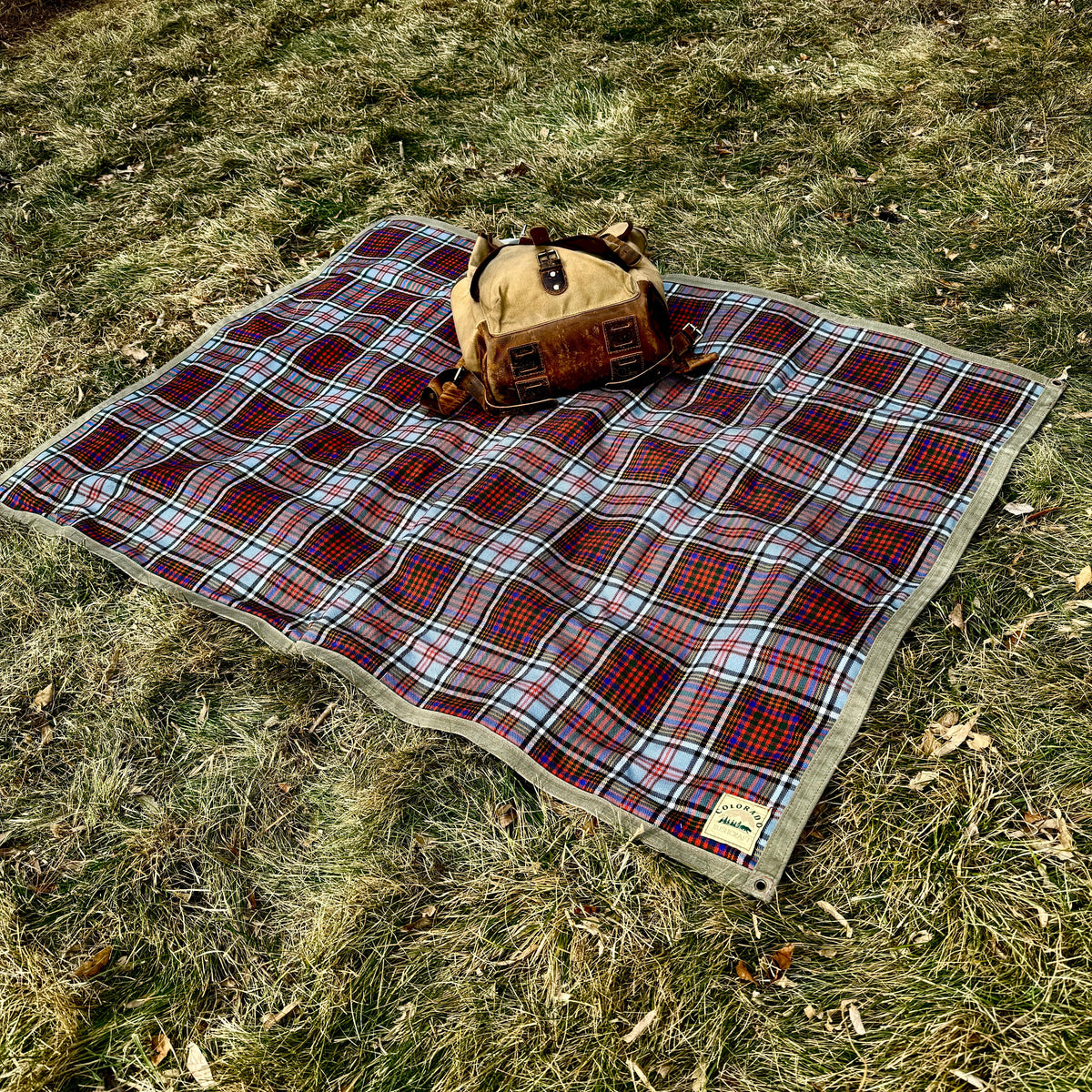 Extra Large Heavy Weight Waxed Canvas and Tartan Wool Lined Bushcraft Ground Cloth
