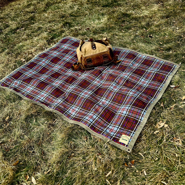 Extra Large Heavy Weight Waxed Canvas and Tartan Wool Lined Bushcraft Ground Cloth