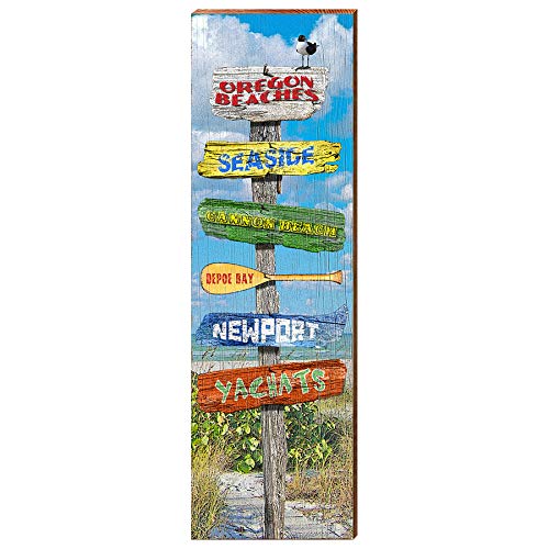 Oregon Beaches Beach Directional Home Decor Art Print on Real Wood