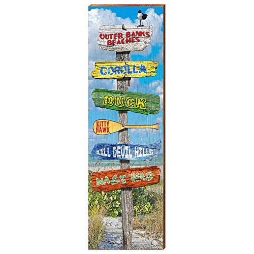 Outer Banks Directional Sign Home Decor Art Print on Real Wood