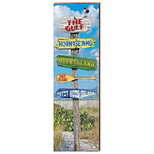 The Gulf Mississippi Beach Directional Home Decor Art Print on Real Wood