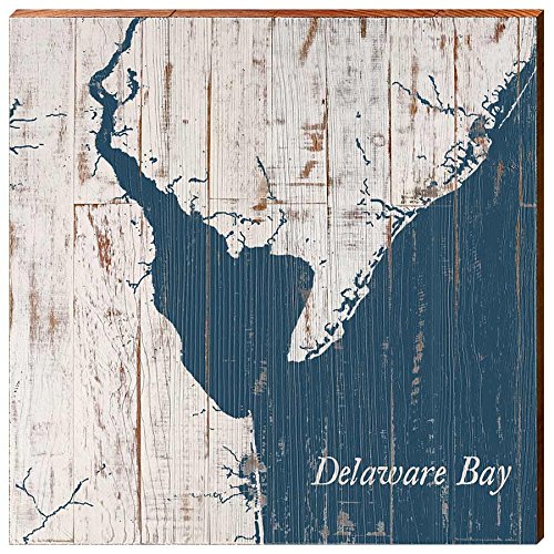 Delaware Bay Map Home Decor Art Print on Real Wood