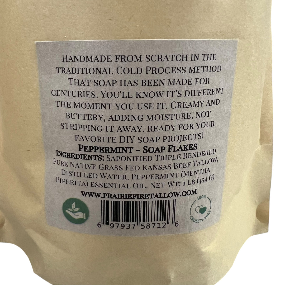 Pure Beef Tallow Soap Flakes - Made in USA - Grass Fed and Finished - Face, Body and Hair - Cleans, Moisturizes, Soothes, and Hydrates. Natural and Organic