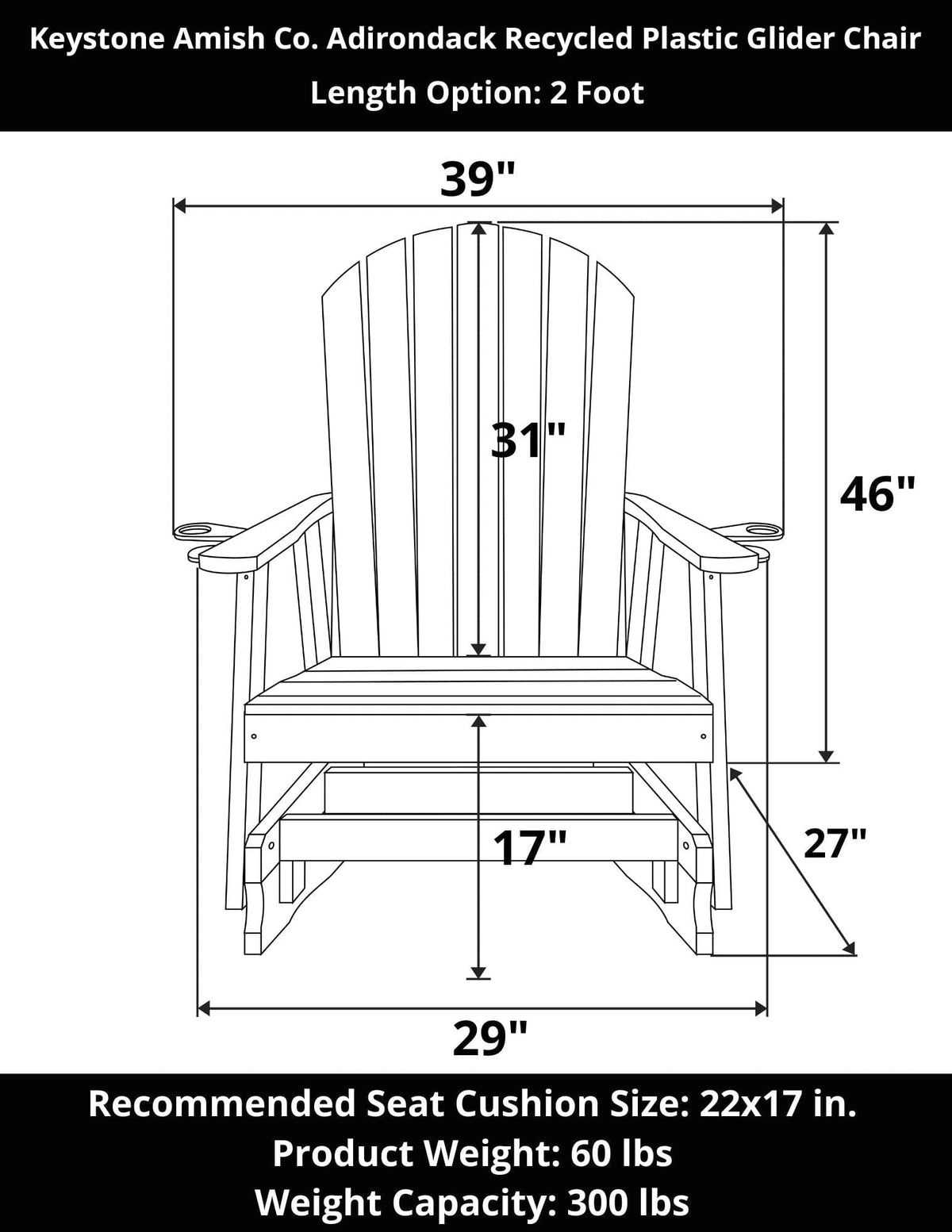 Keystone Amish Co. Adirondack Poly Composite Glider Chair