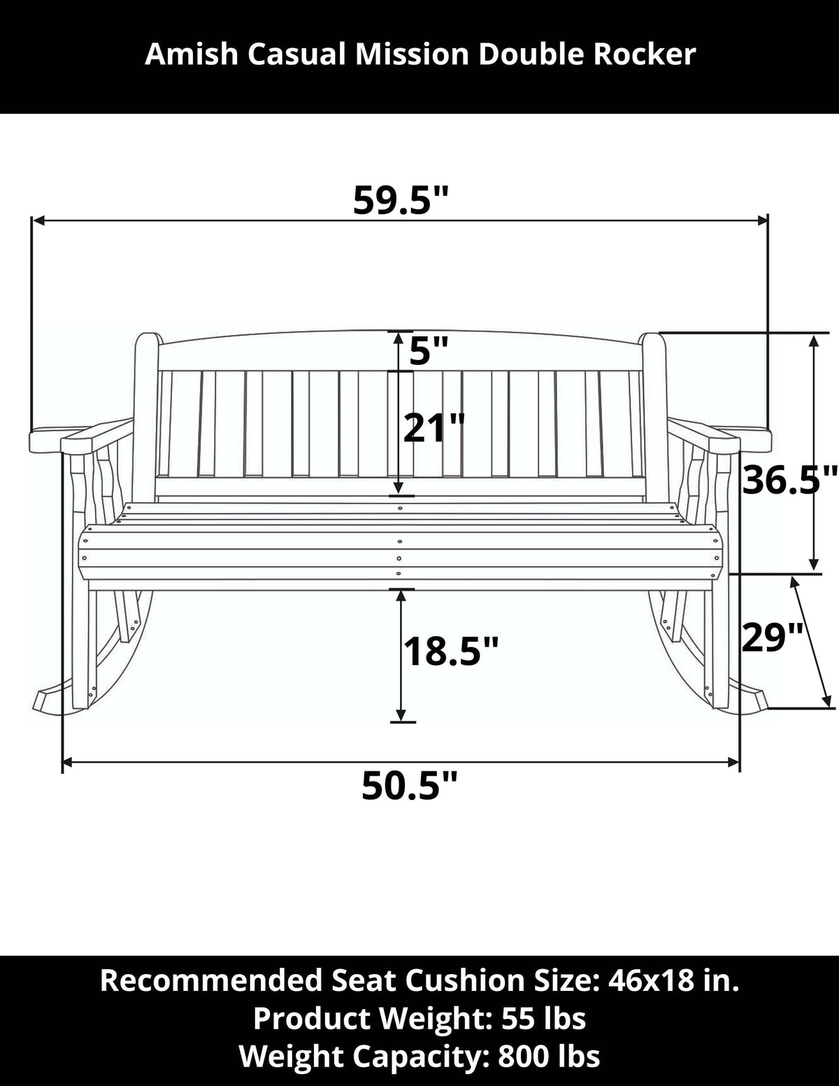 Amish Casual Heavy Duty 800 Lb Mission Treated Double Rocker