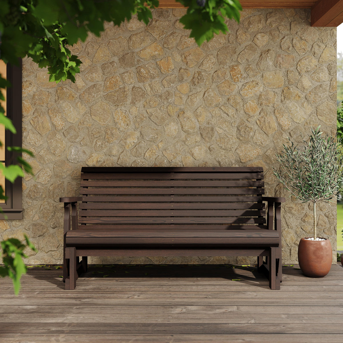Amish Casual Heavy Duty Roll Back 4 Foot Treated Porch Glider