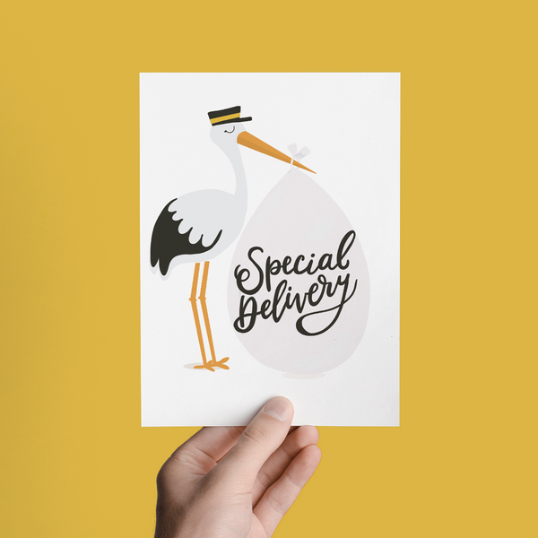 Special Delivery Stork Baby Newborn Congrats Greeting Card