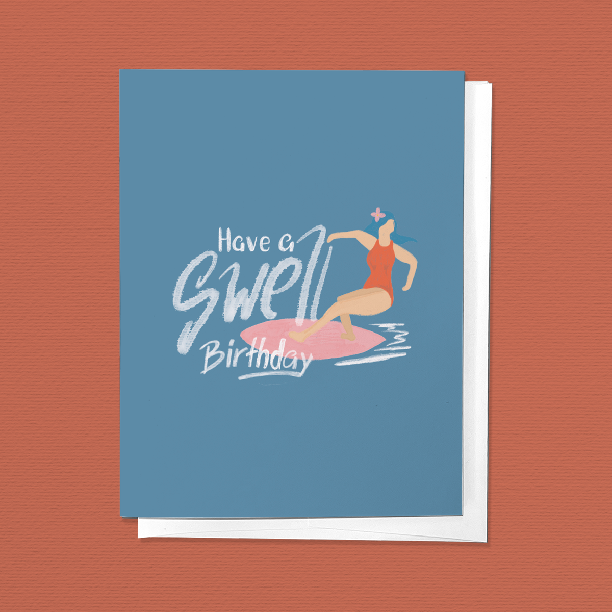 Have a Swell Birthday, Surfer Girl Greeting Card