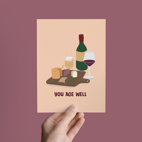 You Age Well Wine Cheese Charcuterie Birthday Greeting Card
