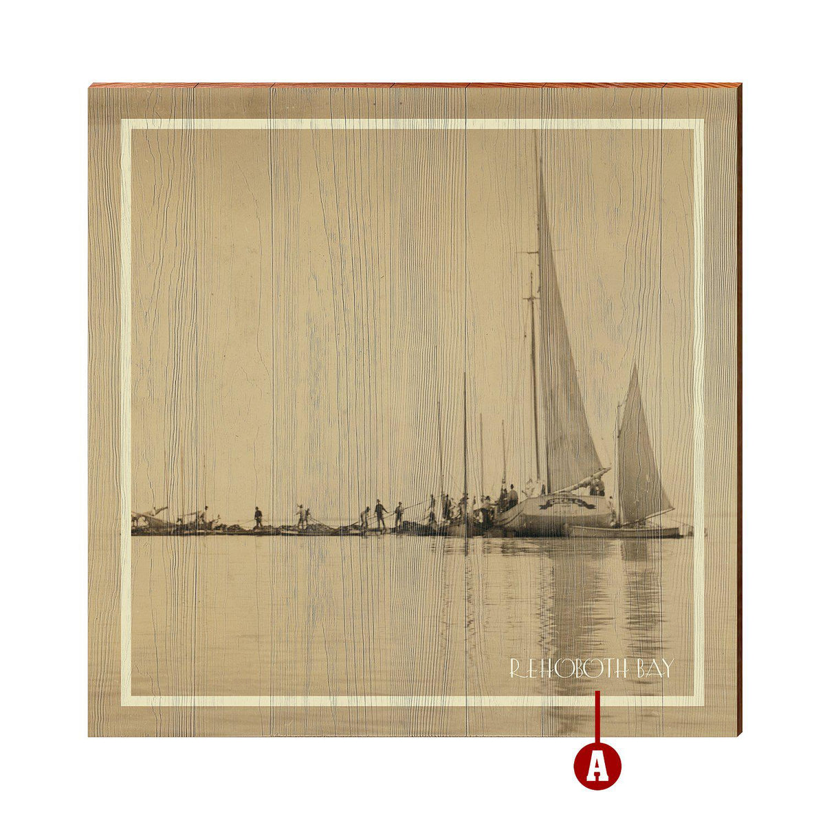 Coastal Vintage Boats On Water Bright Wood Wall Art Print
