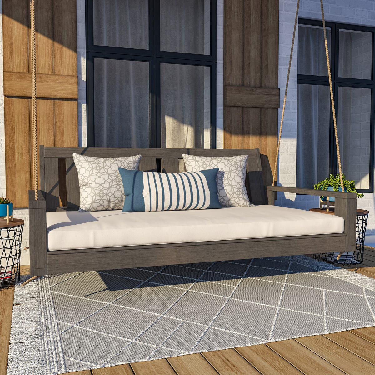 Amish Casual Twin Uptown Porch Swing Bed in Dark Walnut Stain