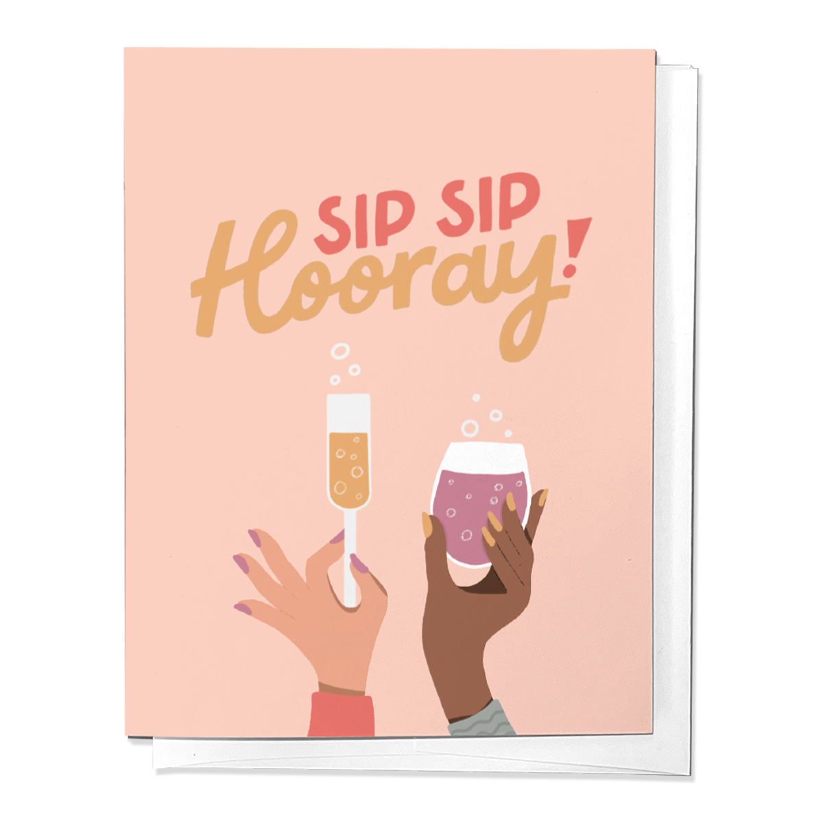 Sip Sip Hooray Champagne Glass Congratulations Greeting Card