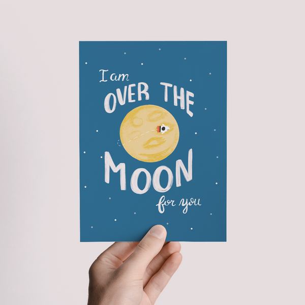 Over the Moon For You Congratulations Greeting Card