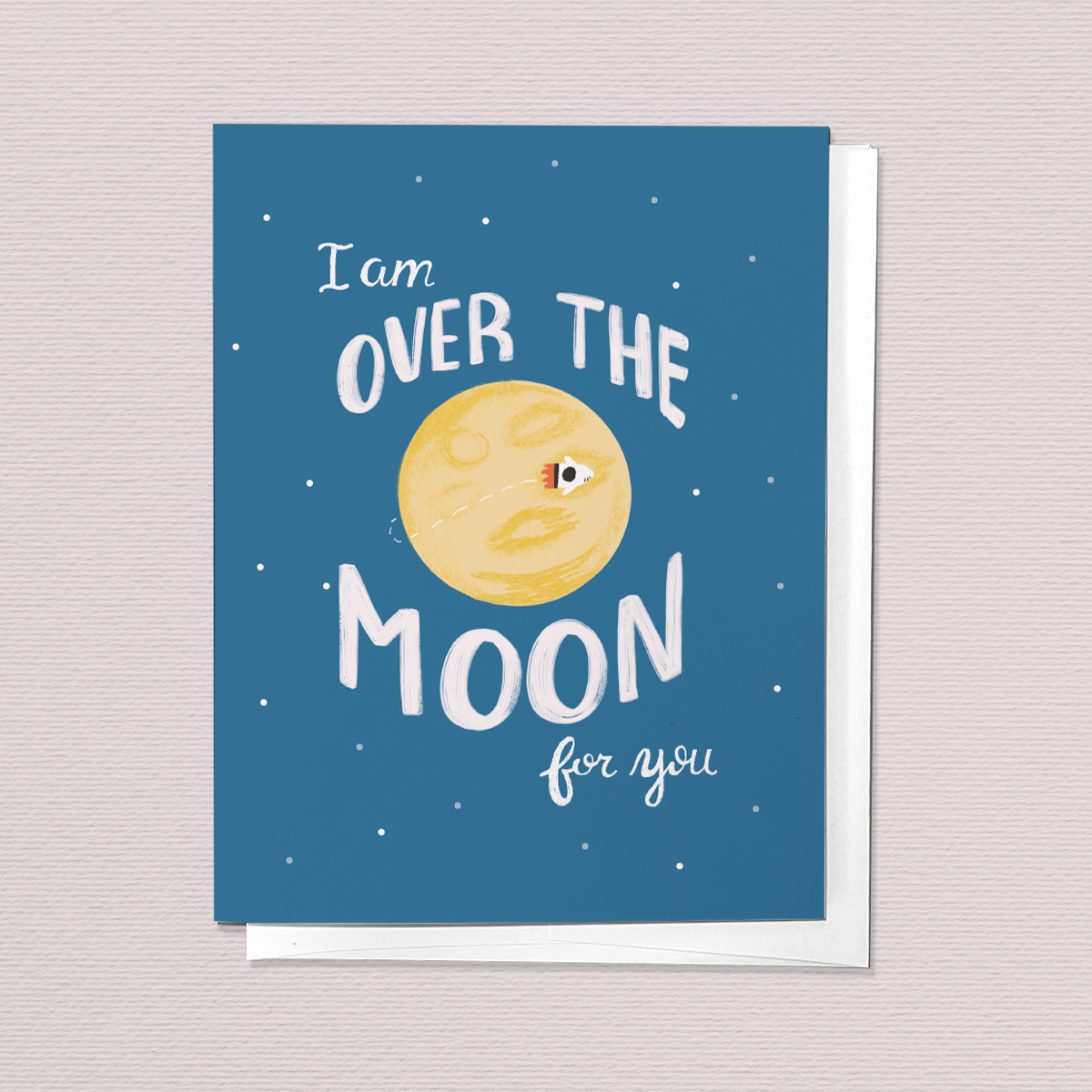 Over the Moon For You Congratulations Greeting Card