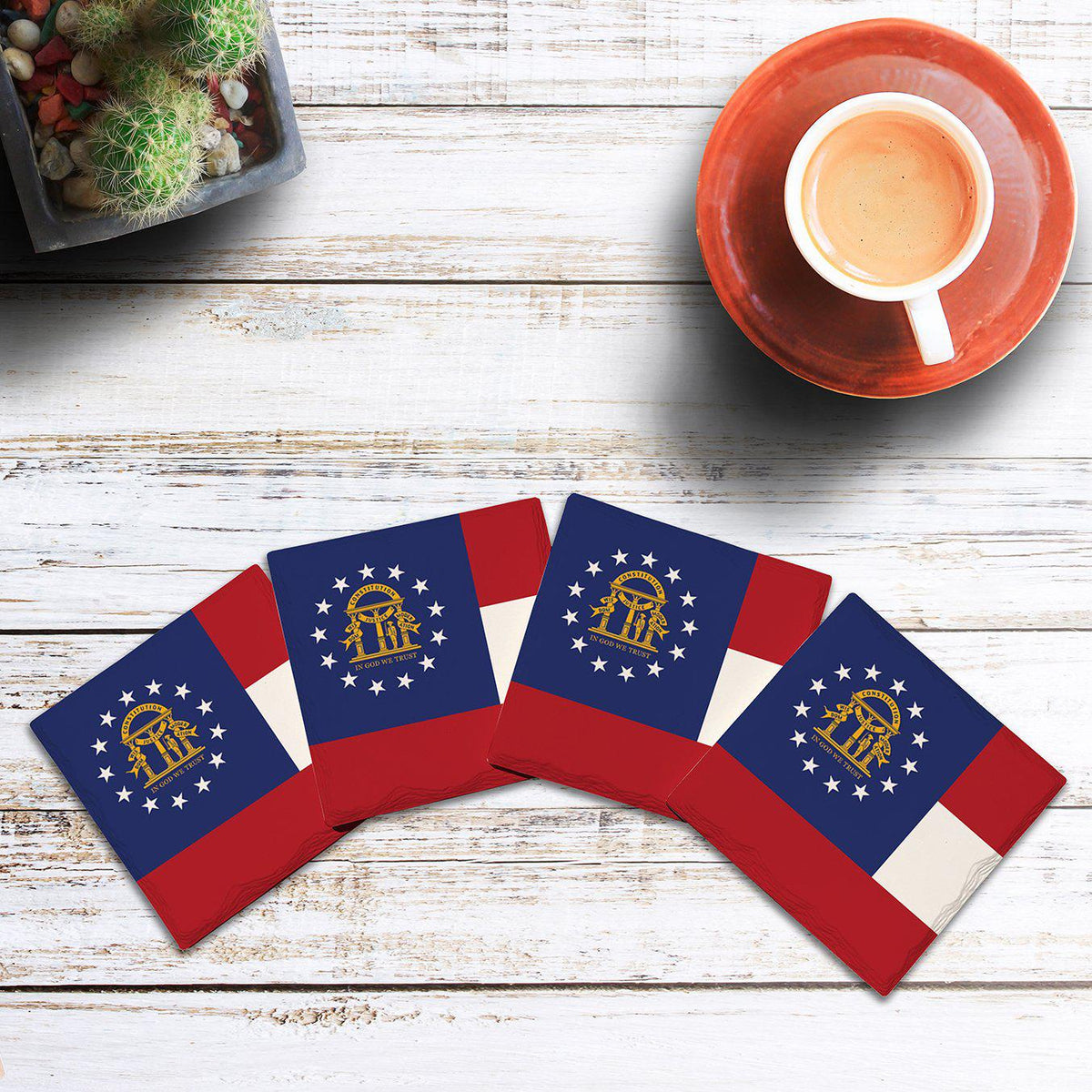 Georgia State Flag |Drink Coaster Set