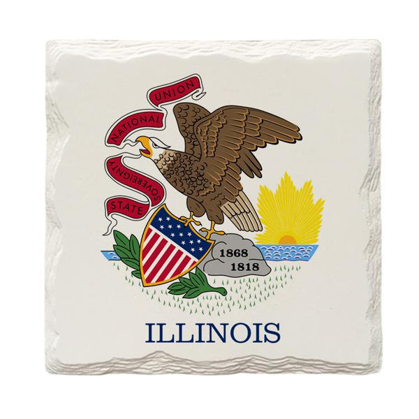 Illinois State Flag |Drink Coaster Set