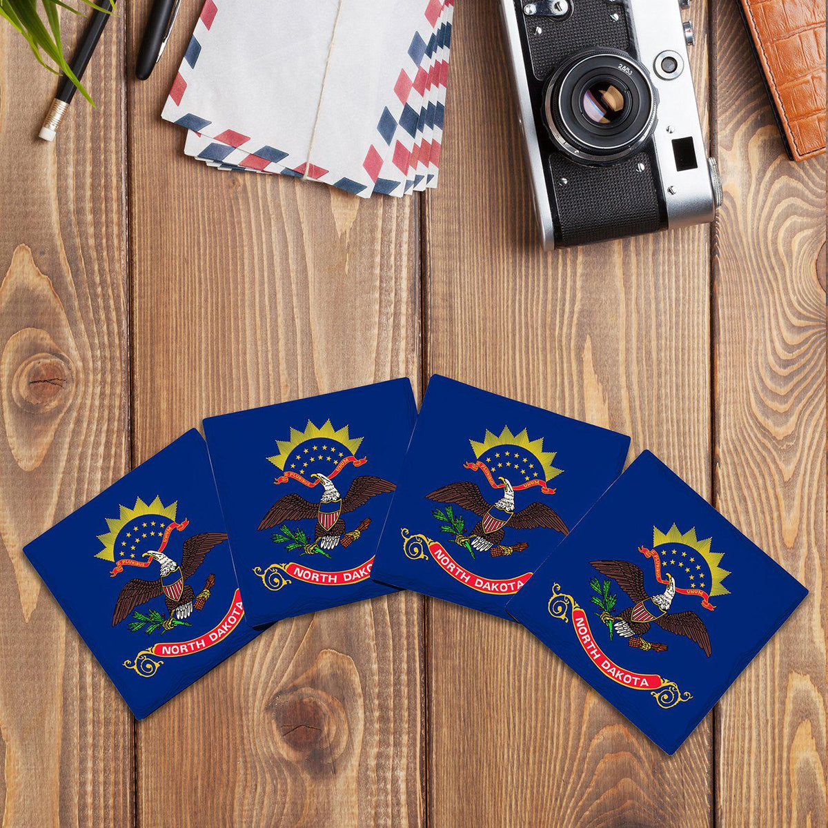 North Dakota State Flag |Drink Coaster Set