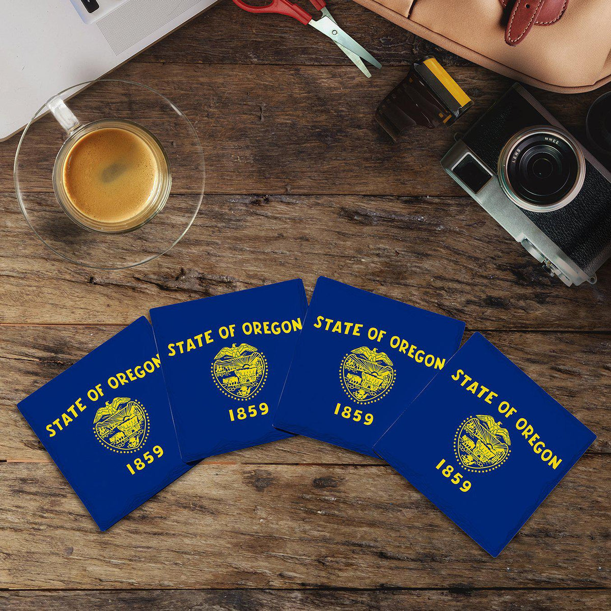 Oregon State Flag | Drink Coaster Set
