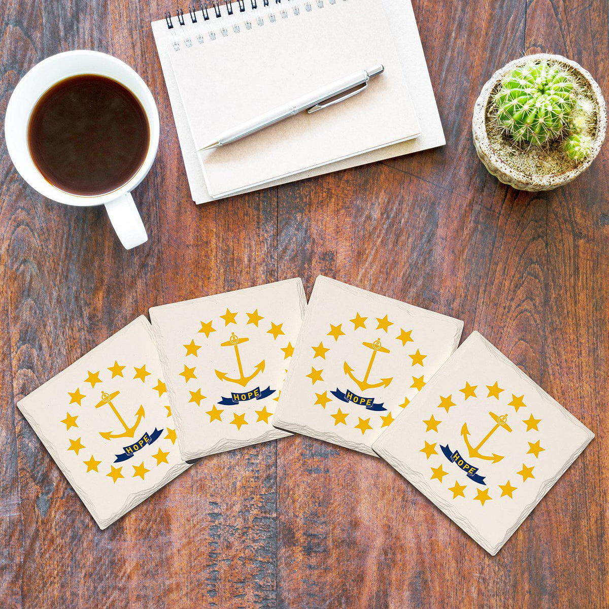 Rhode Island State Flag | Drink Coaster Set