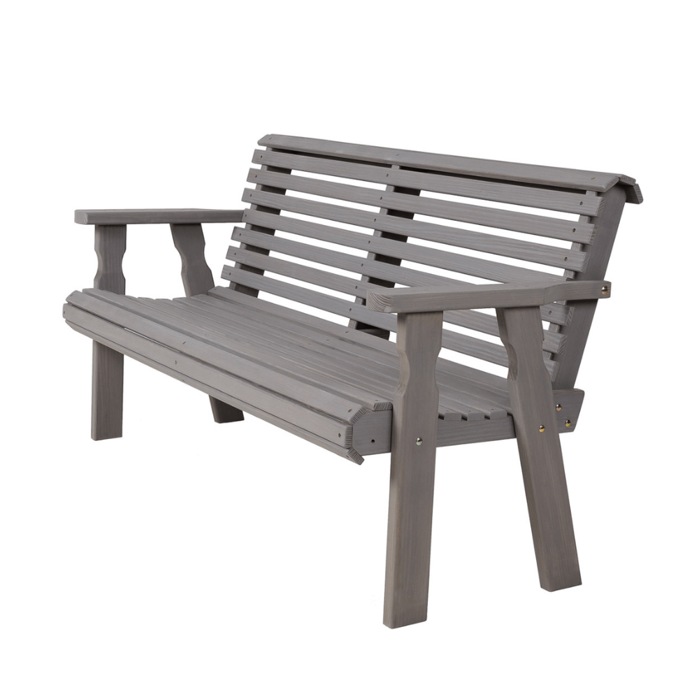 Amish Casual Roll Back 5 Foot Treated Wood Outdoor Bench