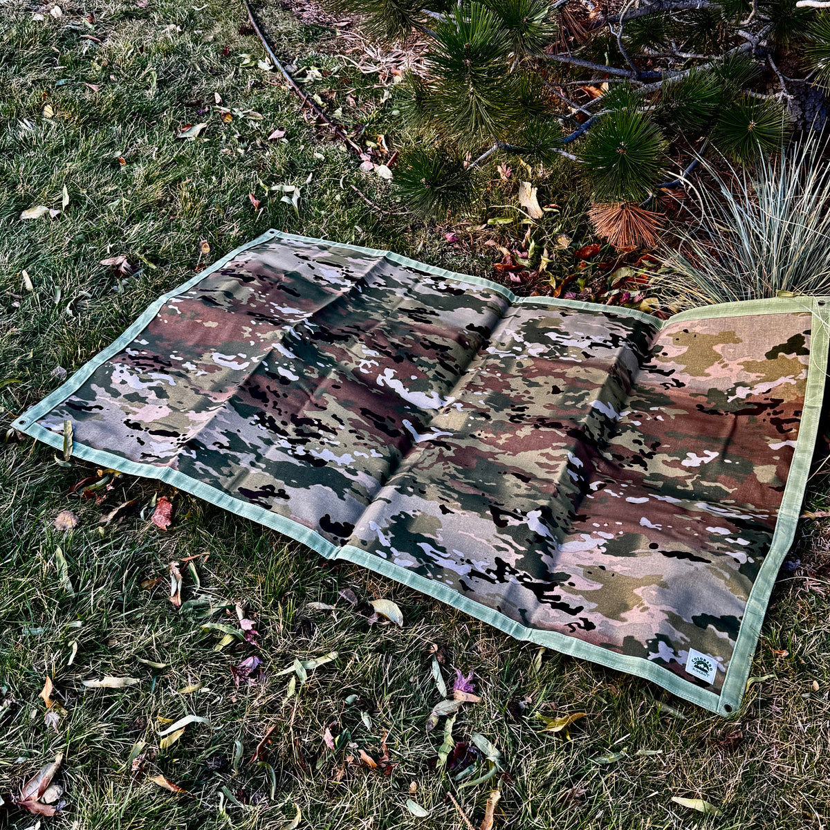 Extra Large Waxed Canvas and 600D Cordura Camouflage Lined Bushcraft Ground Cloth