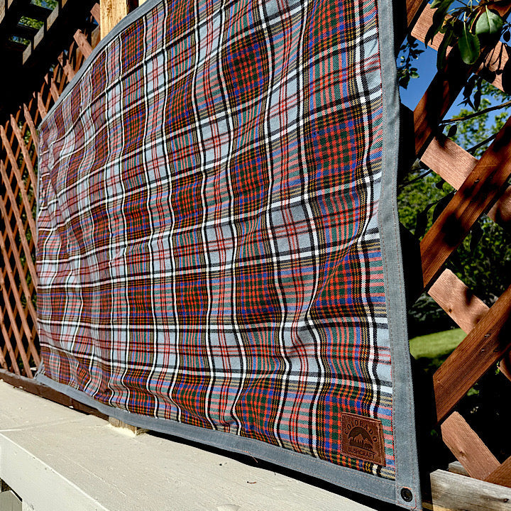 Extra Large Heavyweight Waxed Canvas and Tartan Wool Lined Bushcraft Ground Cloth
