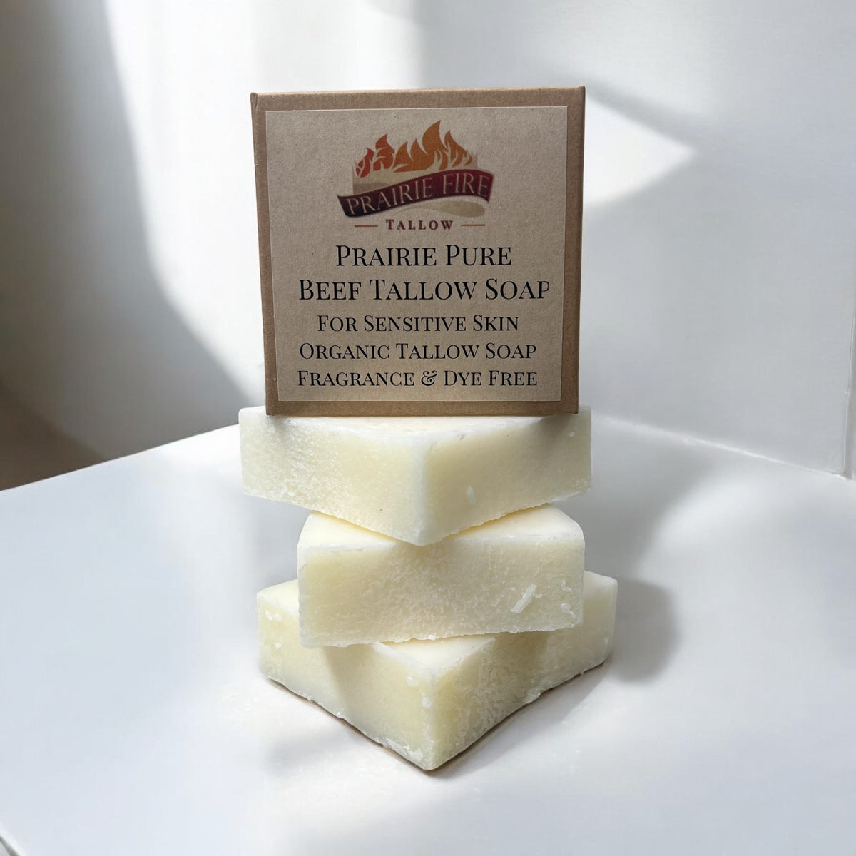 Pure Beef Tallow Soap Bar, (3 Pack) Made in USA -  Grass Fed and Finished - Face, Body and Hair - Cleans, Moisturizes, Soothes, and Hydrates. Natural and Organic