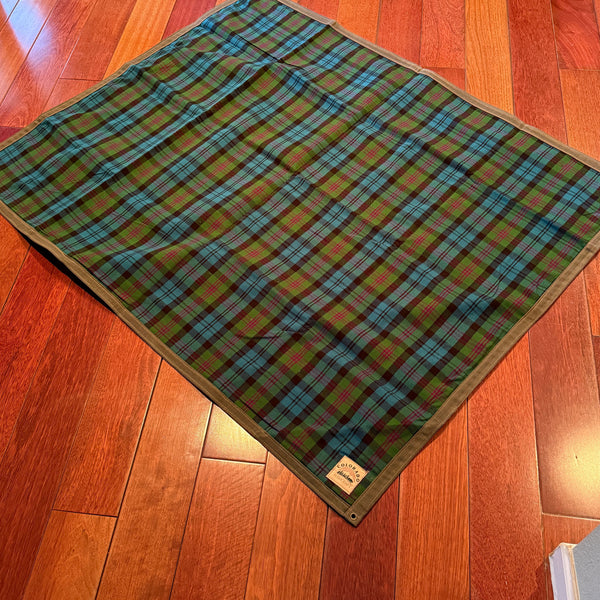 Extra Large Heavy Duty Waxed Canvas and Tartan Wool Lined Bushcraft Ground Cloth