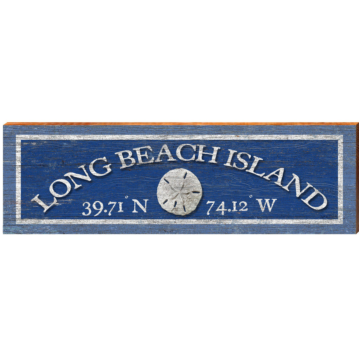 Long Beach Island, New Jersey Sand Dollar Latitude Longitude Wooden Sign | Wall Art Print on Real Wood