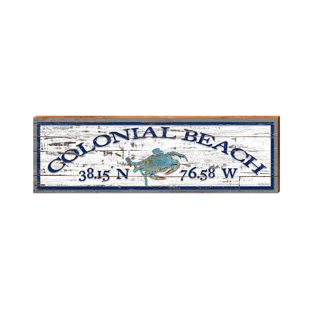 Colonial Beach, Virginia Crab Coordinates Wooden Sign | Wall Art Print on Real Wood | Rustic Latitude Longitude Decor