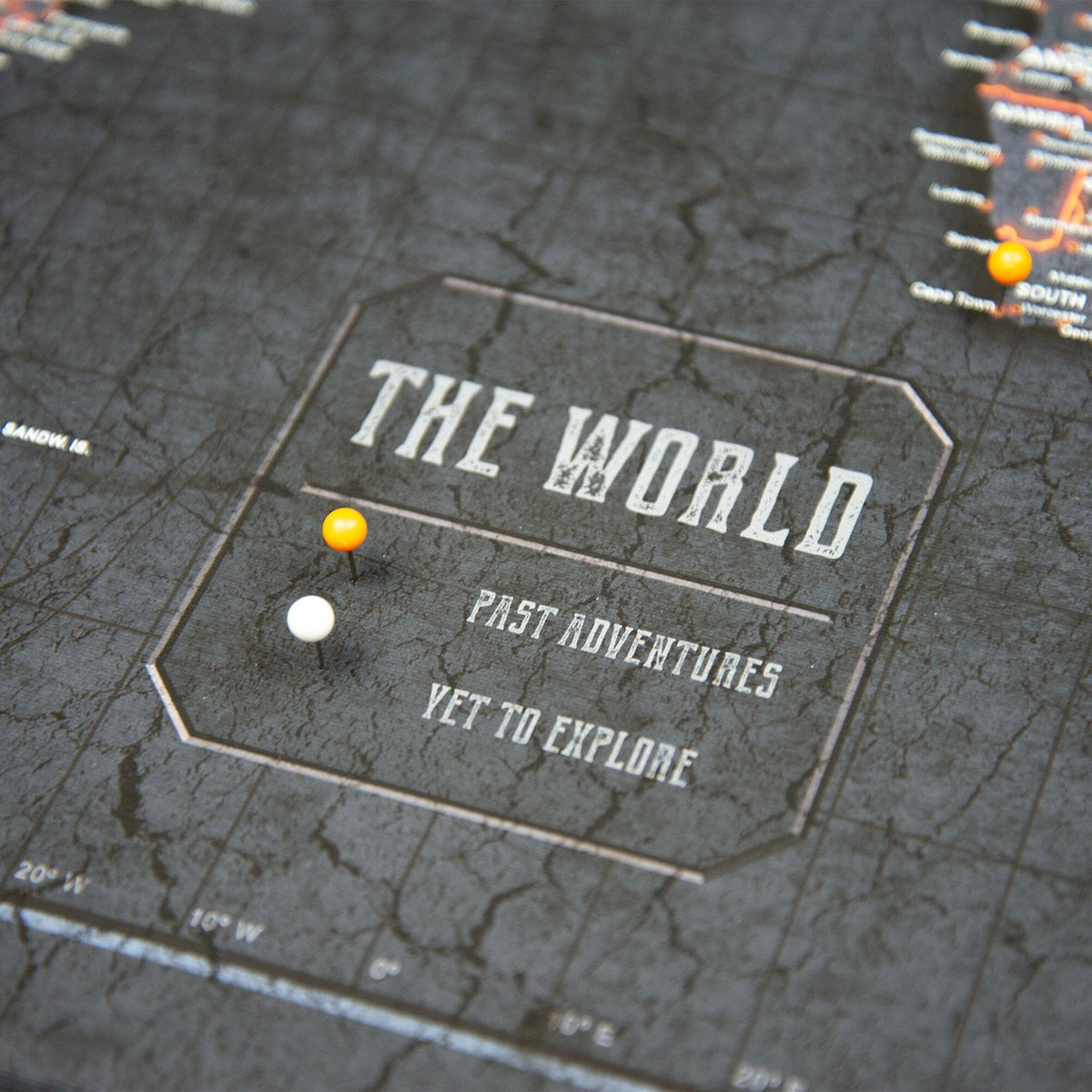 Push Pin World Map Pin Board - Obsidian Inferno - Pins Included!