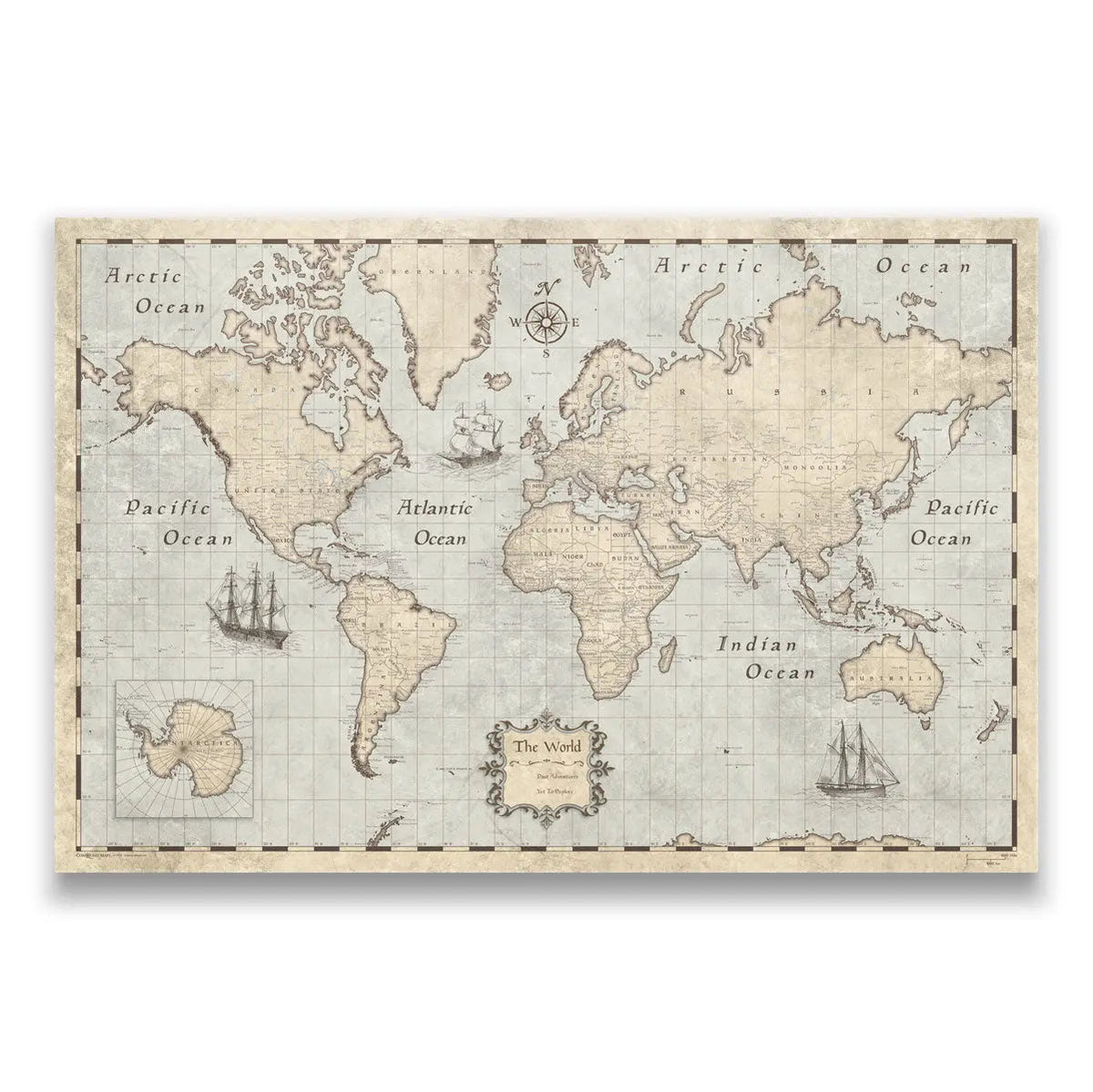 Push Pin World Map Pin Board - Rustic Vintage - Pins Included!