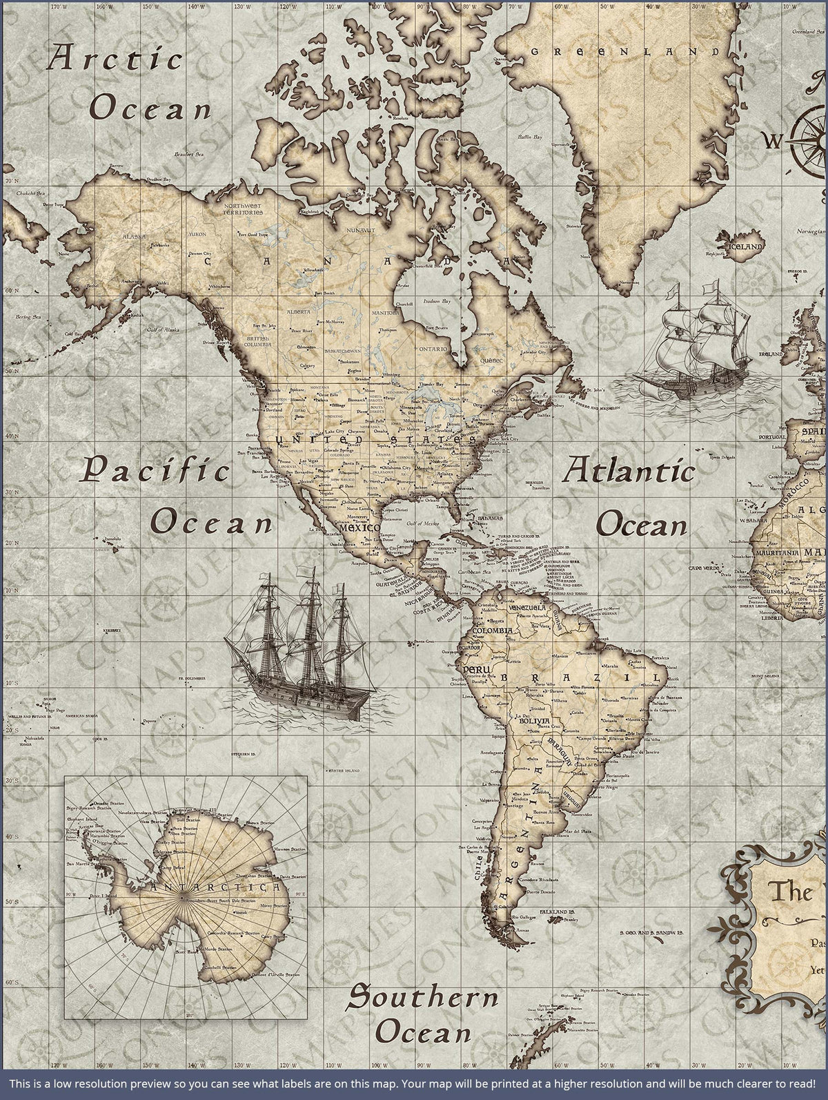 Push Pin World Map Pin Board - Rustic Vintage - Pins Included!