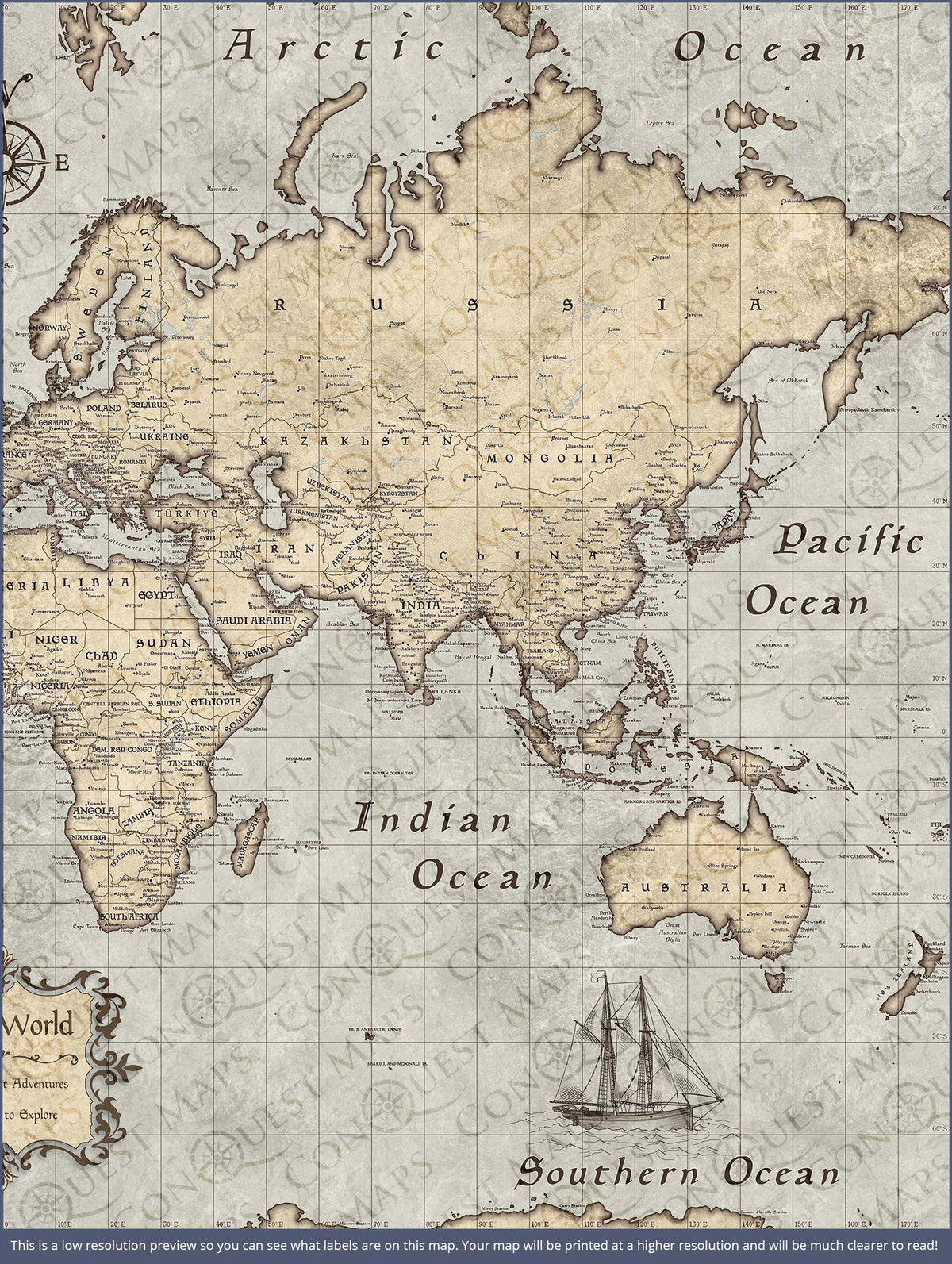 Push Pin World Map Pin Board - Rustic Vintage - Pins Included!