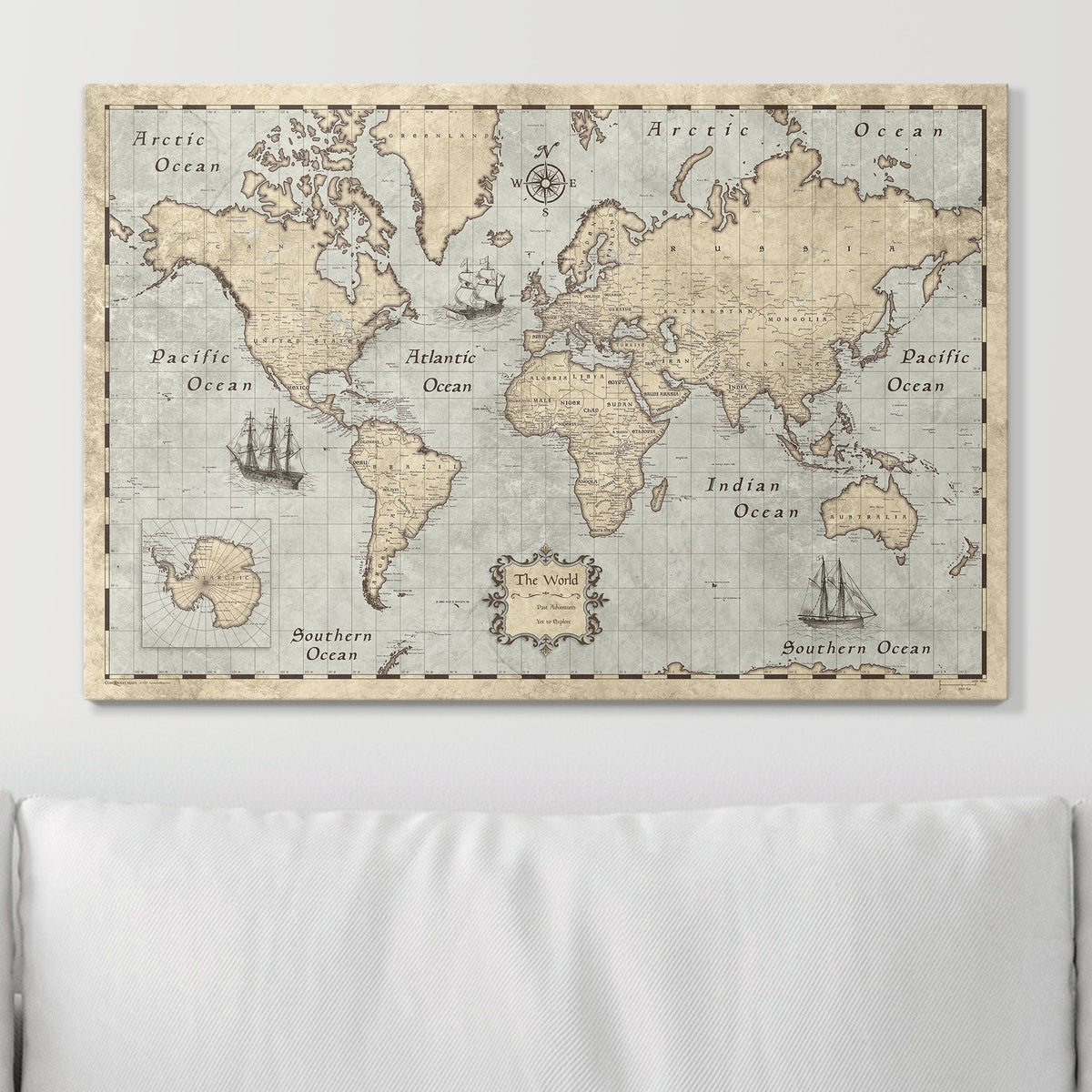Push Pin World Map Pin Board - Rustic Vintage - Pins Included!