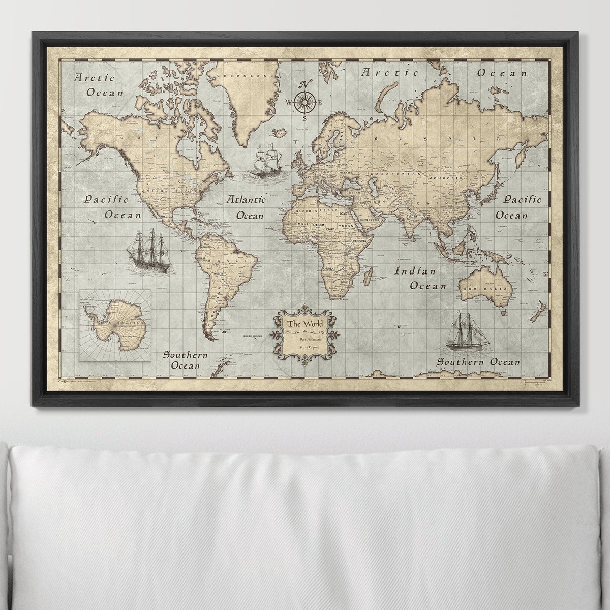 Push Pin World Map Pin Board - Rustic Vintage - Pins Included!