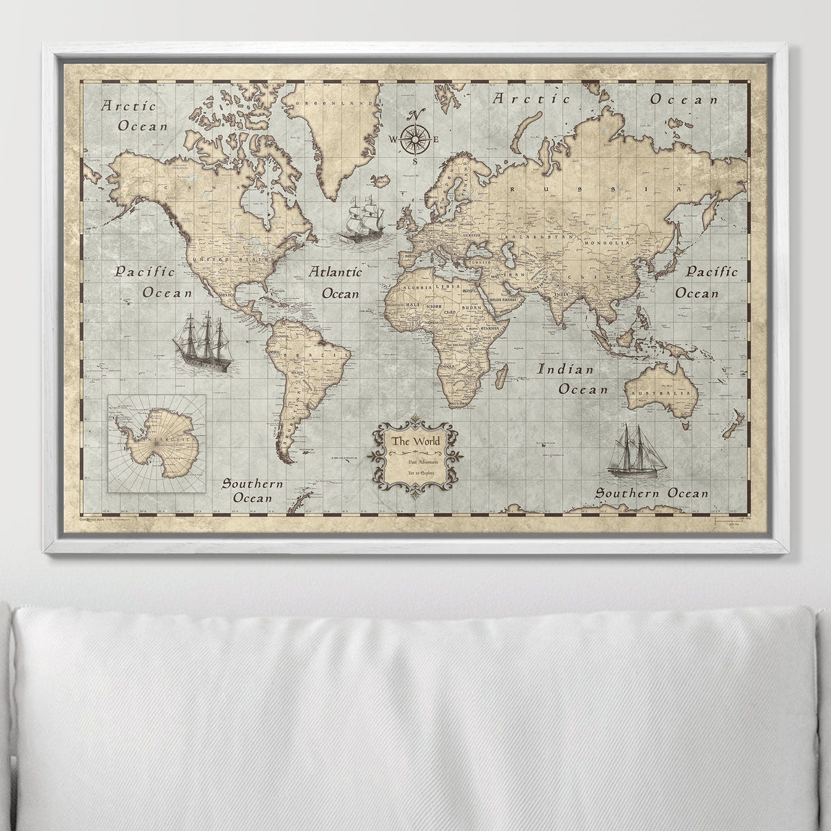 Push Pin World Map Pin Board - Rustic Vintage - Pins Included!