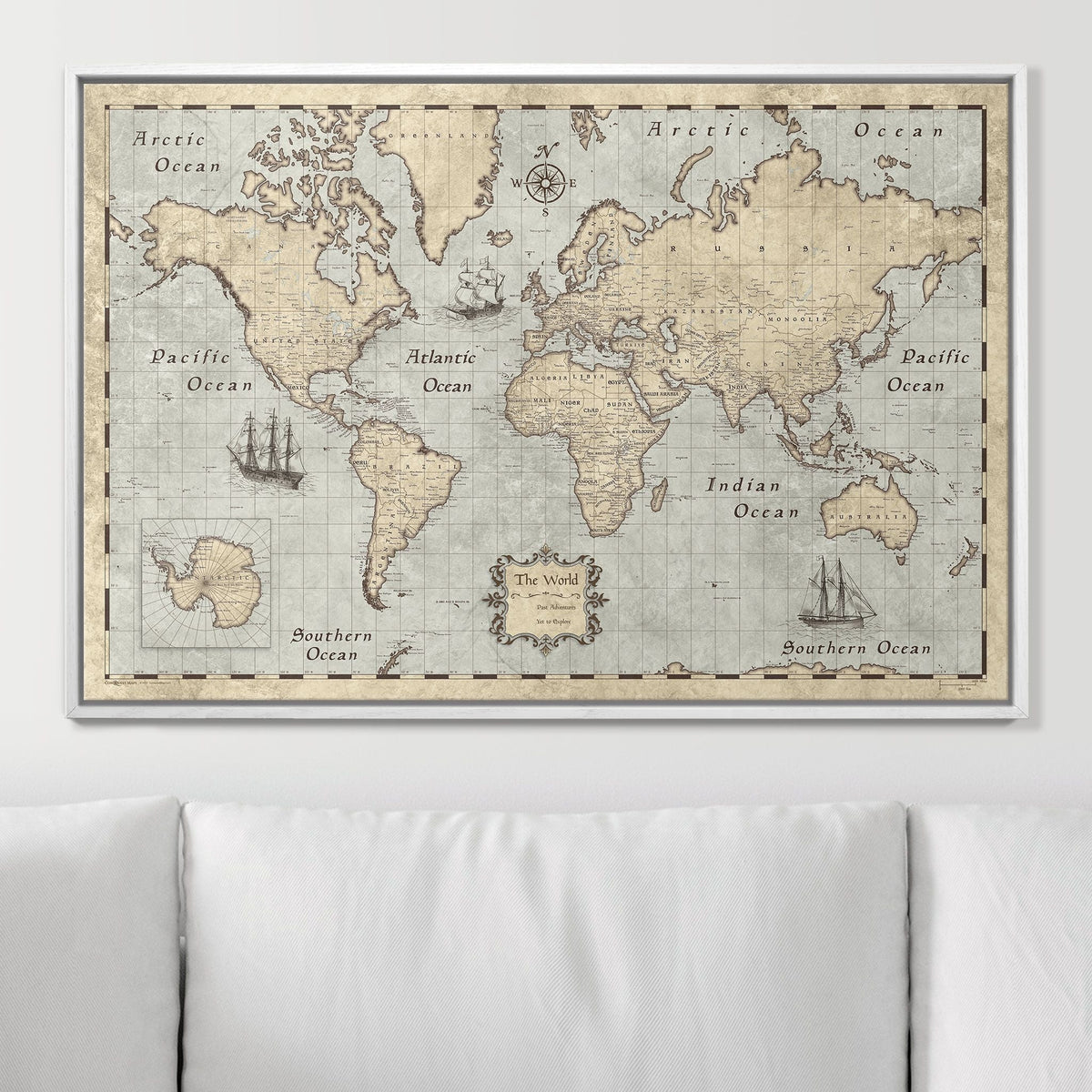 Push Pin World Map Pin Board - Rustic Vintage - Pins Included!