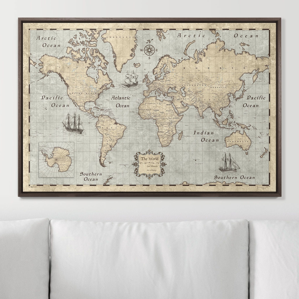 Push Pin World Map Pin Board - Rustic Vintage - Pins Included!