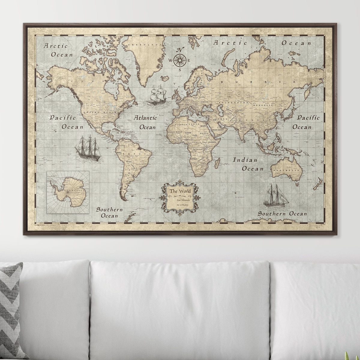 Push Pin World Map Pin Board - Rustic Vintage - Pins Included!