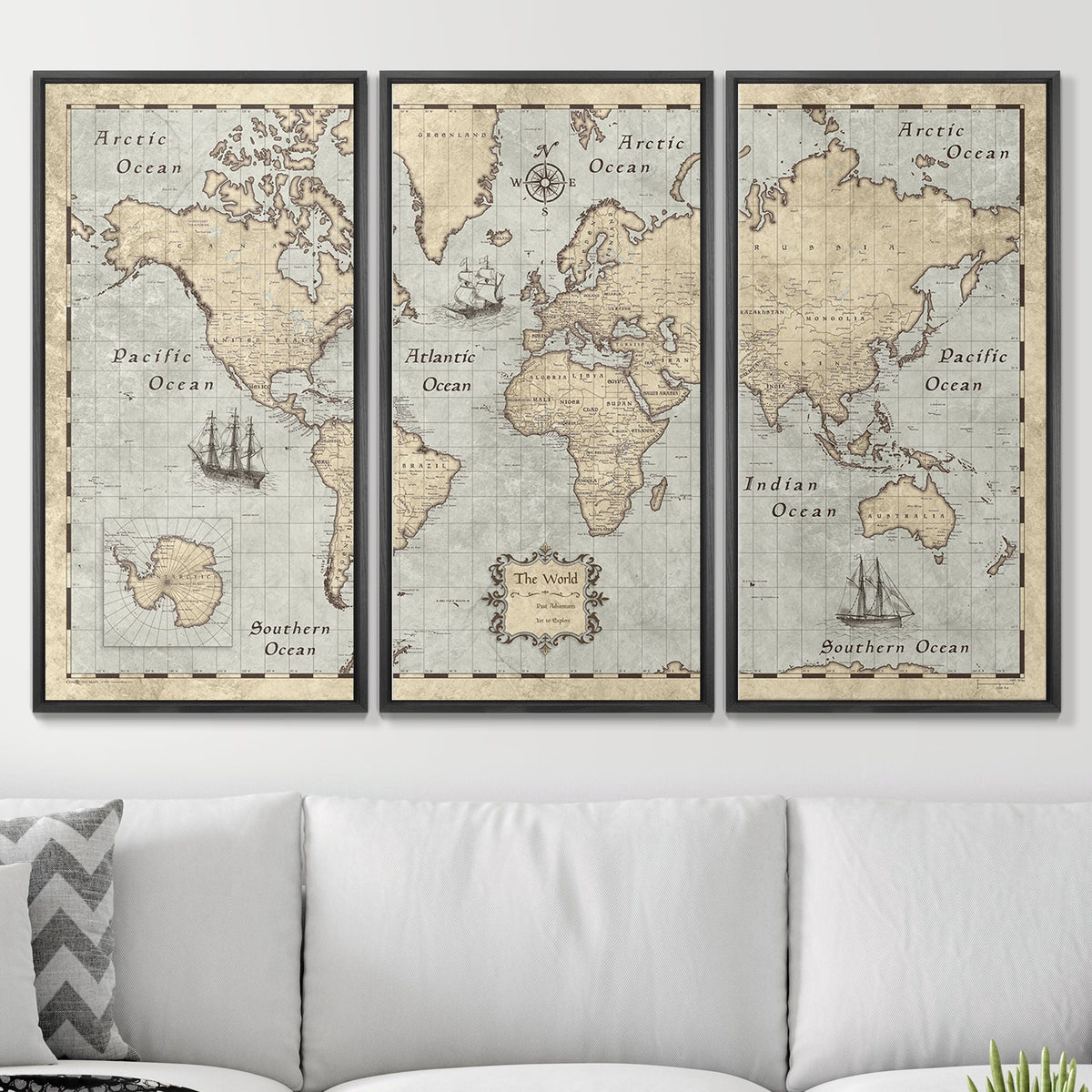 Push Pin World Map Pin Board - Rustic Vintage - Pins Included!
